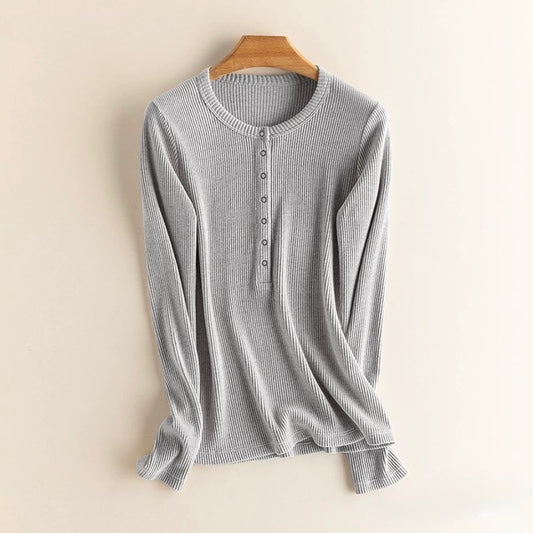 SILCREME Rib Knit Scoop Neck Maternity and Nursing Sweater Dolphin Gray