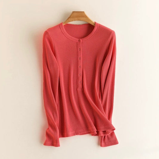 SILCREME Rib Knit Scoop Neck Maternity and Nursing Sweater Brick Red