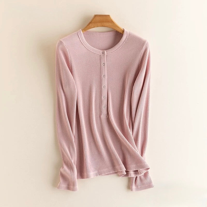 SILCREME Rib Knit Scoop Neck Maternity and Nursing Sweater Millennial Pink