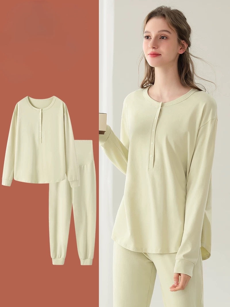 SILCREME Maternity and Nursing Sleep Wear Lounge Wear Light Green