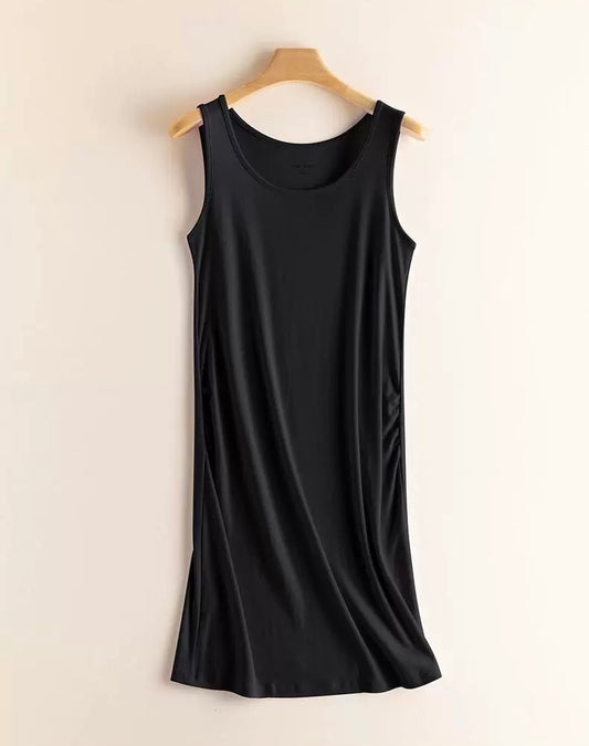 SILCREME Maternity and Nursing Sleeveless Nightgown Midnight Black